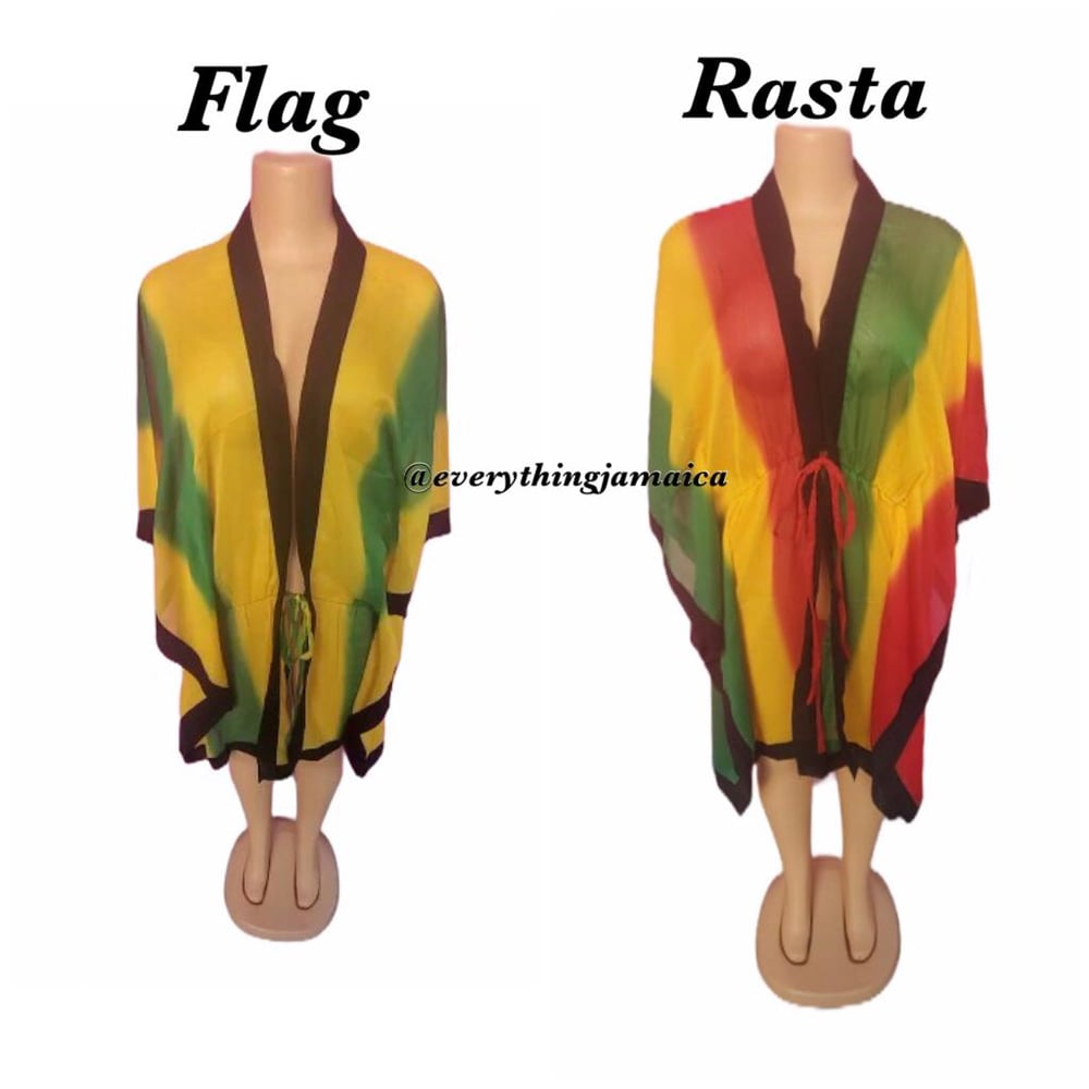 Jamaica and Rasta color kimono beach coverup