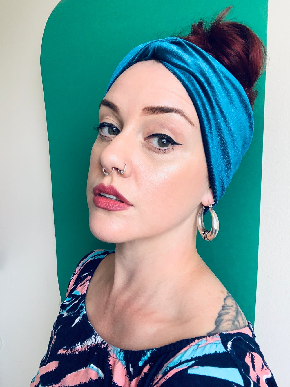 Stretch Velvet Headband in Turquoise