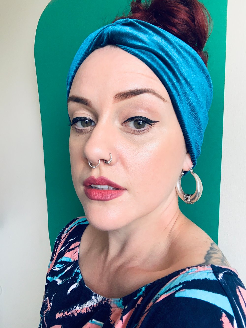 Stretch Velvet Headband in Turquoise