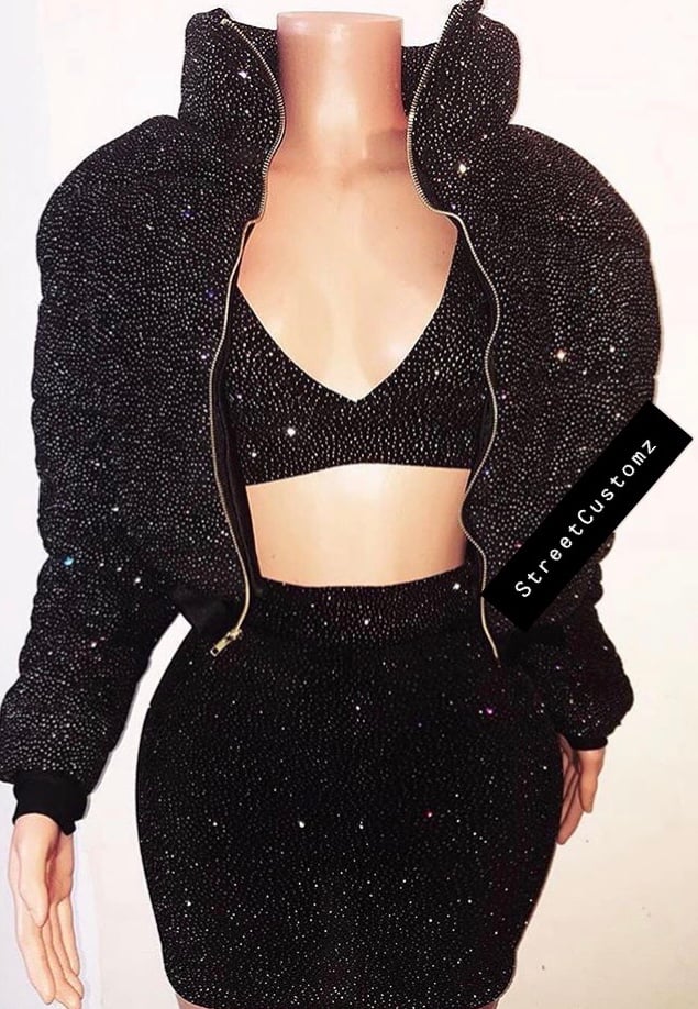 Image of Black Glitz Puffer Set 