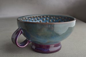 Image of Dottie Shaving Bowl Made To Order Mottled Blue Purple Lather Bowl With Handle by Symmetrical