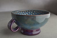 Image 1 of Dottie Shaving Bowl Made To Order Mottled Blue Purple Lather Bowl With Handle by Symmetrical