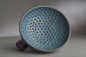 Image of Dottie Shaving Bowl Made To Order Mottled Blue Purple Lather Bowl With Handle by Symmetrical