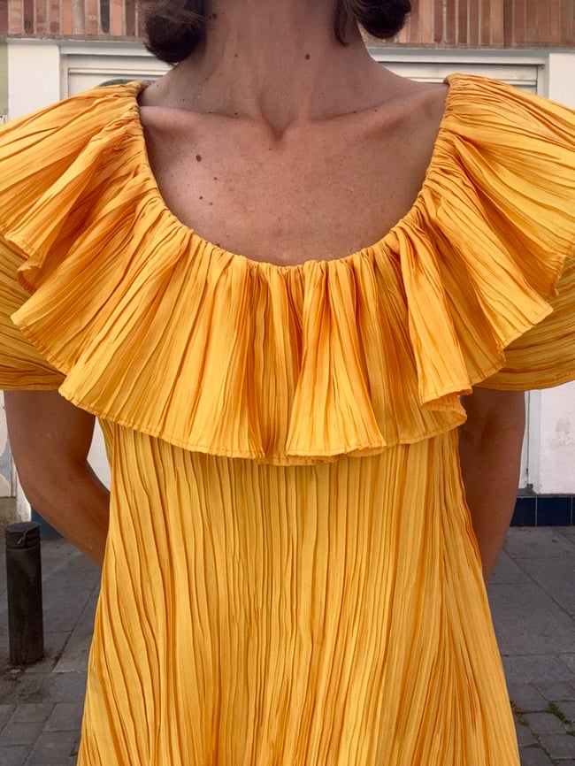 YELLOW  HUIPIL WITH RUFFLE