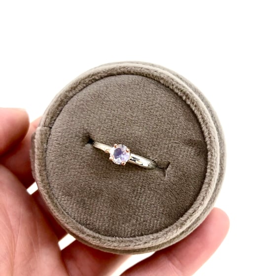 Image of lavender rainbow moonstone ring