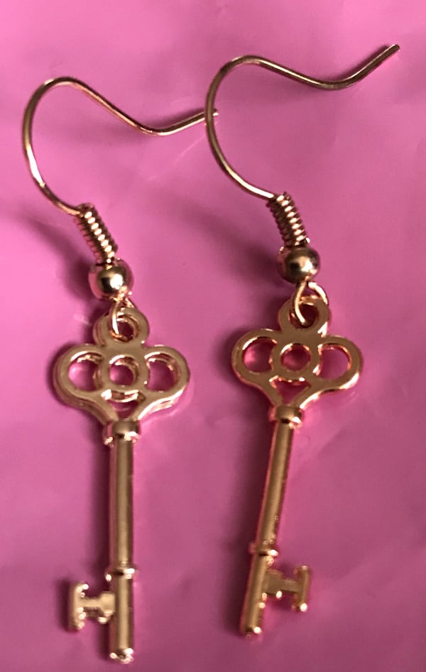 Image of Rose Gold coloured Key earrings