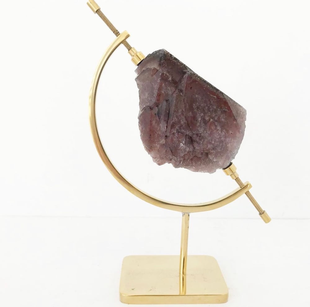 Image of Amethyst no.65 + Brass Arc Stand