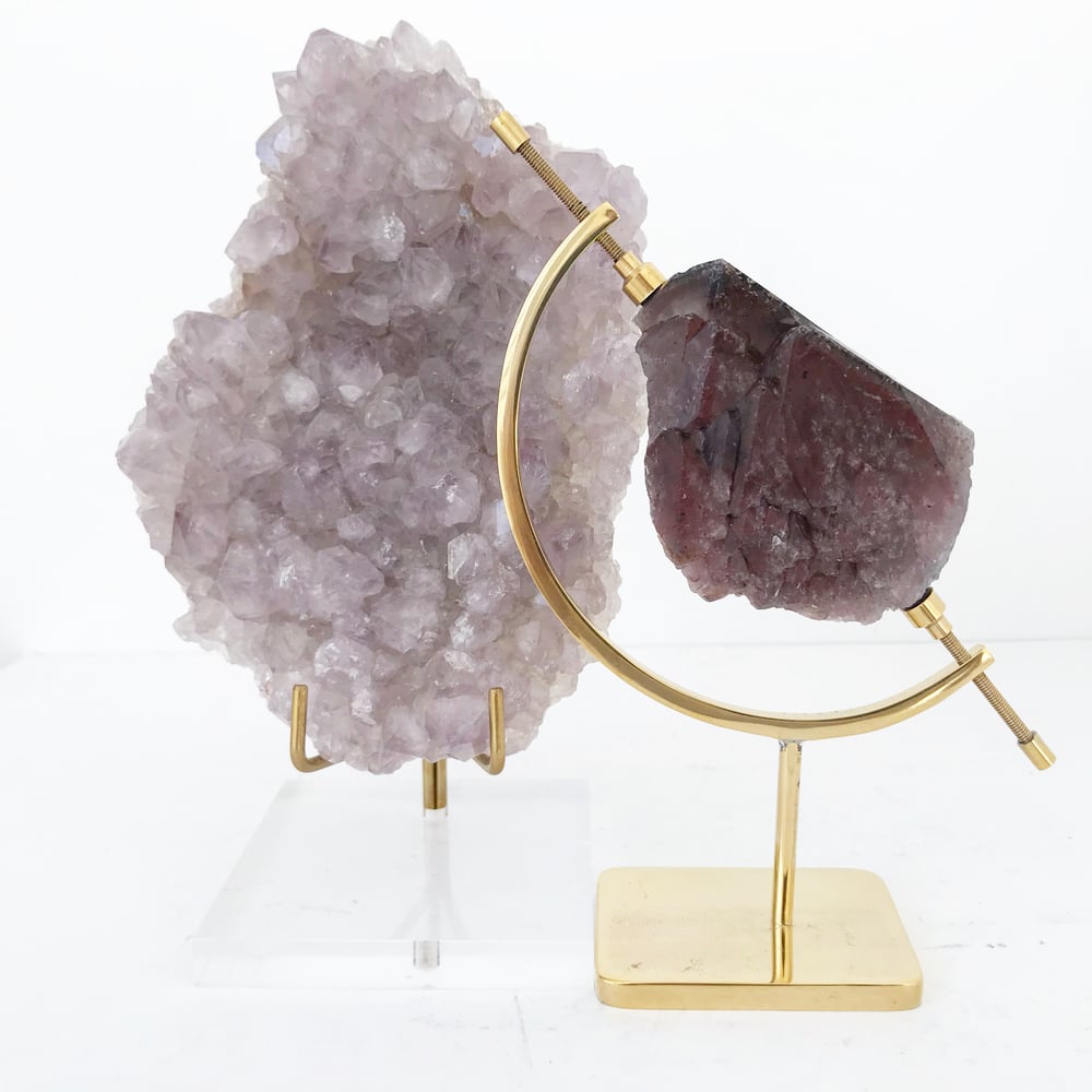 Image of Amethyst no.65 + Brass Arc Stand