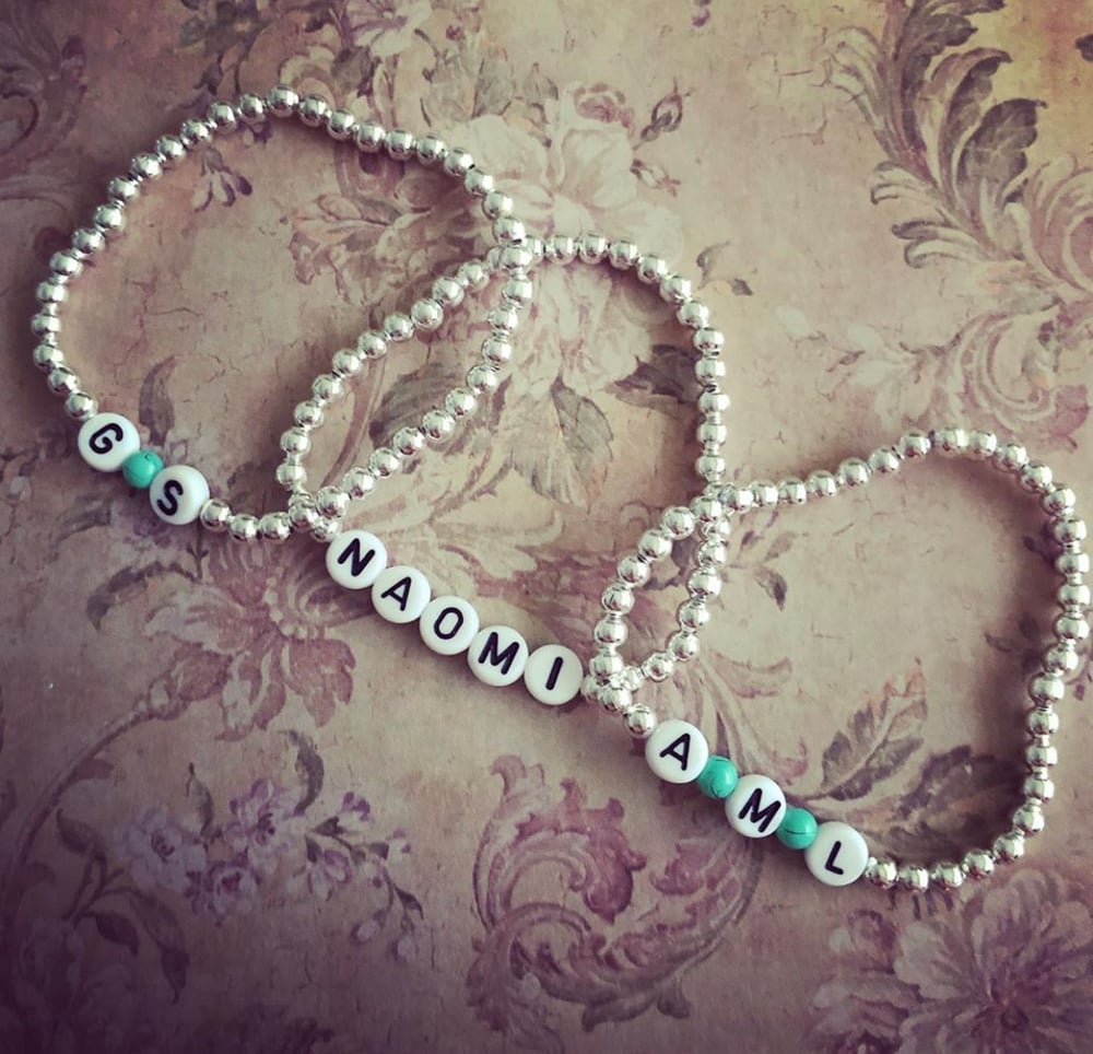 Image of Personalised Silver Bead Bracelet 
