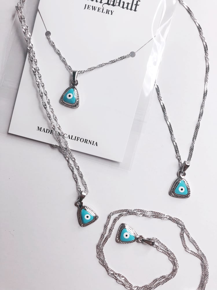 Image of BLUE & white gold protection necklace