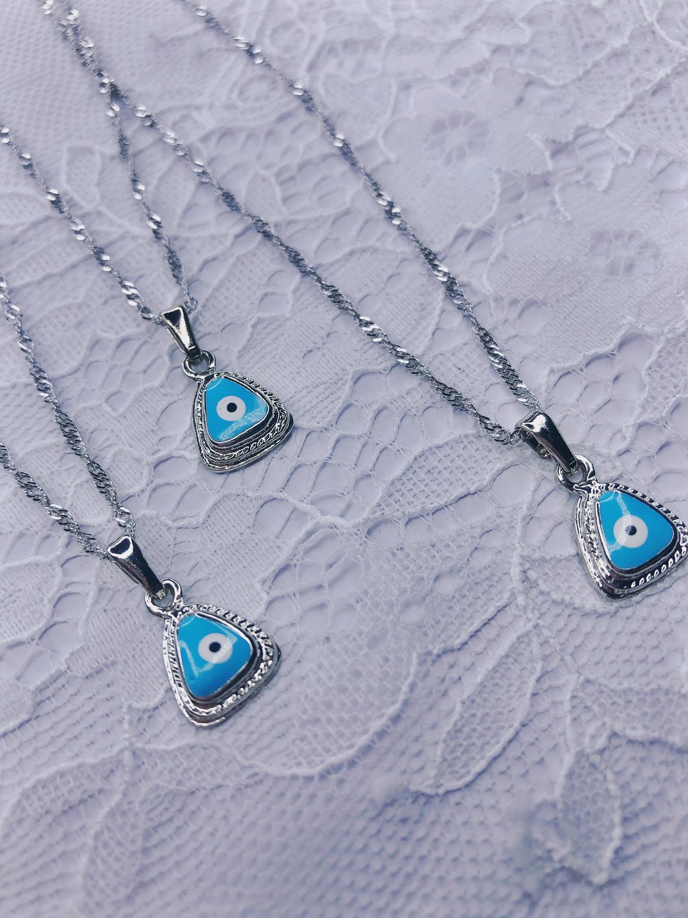Image of BLUE & white gold protection necklace 