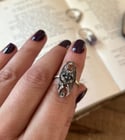 Incroyable bague Art Deco 1910 en vermeil et argent, tanzanite et zircons blancs, Taille 52-53