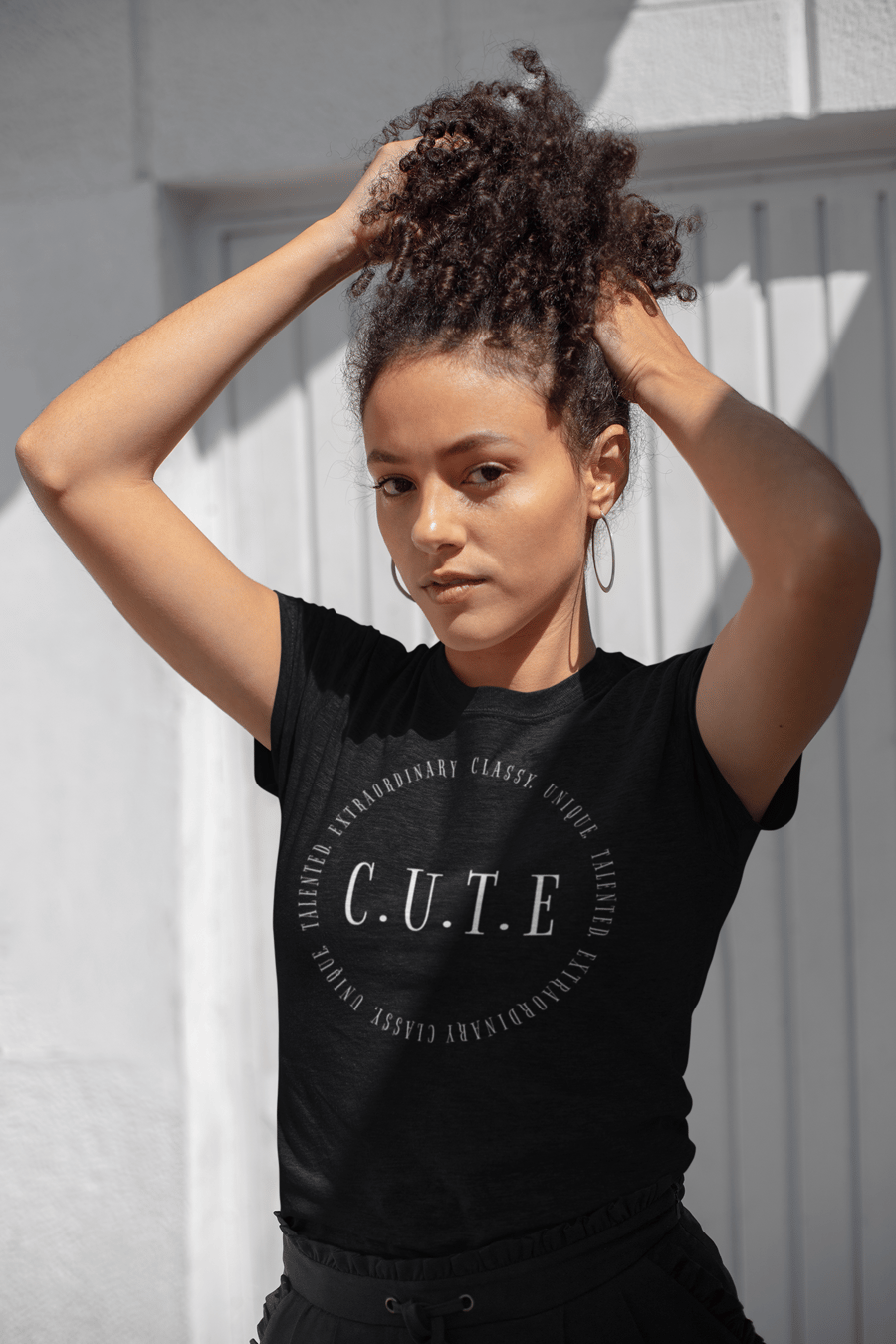 Image of C.U.T.E CIRCLE-BLACK/WHITEPRINT TEE (PLEASE ALLOW 7-10 DAYS TO SHIP)