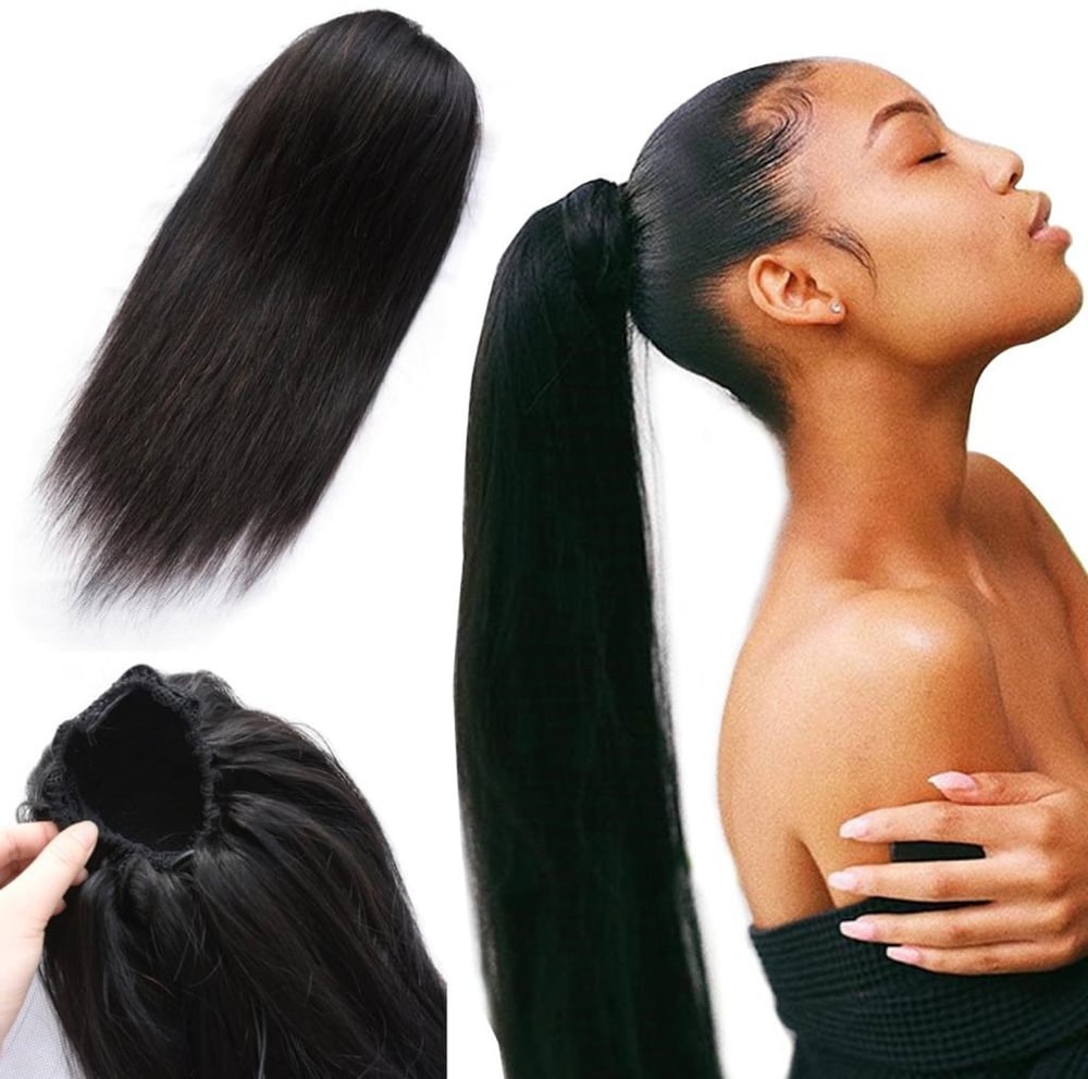 Image of Straight Natural Colour Pony Tail