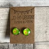 Bright green floral glass earrings