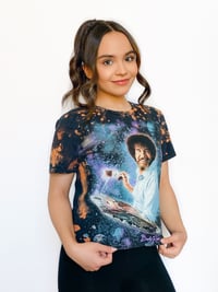 Bob Ross Happy Little Bleached Graphic T-shirt