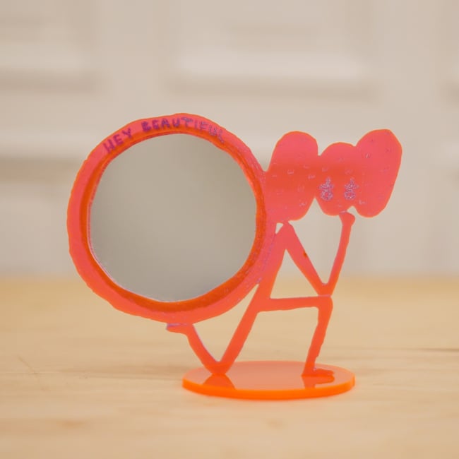 Hey Beautiful Pink Acrylic Mirror