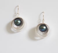 Image 1 of Framed pearl earrings silver