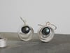 Framed pearl earrings silver