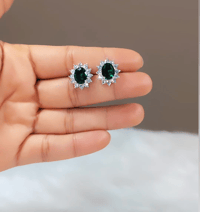 Image 1 of Emerald-American Diamond Studs