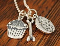 Image 2 of "I love you to the Moon and back" Sterling 2 sided Pendant