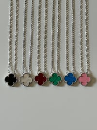 Image 1 of Stainless steel silver clover necklace with colors
