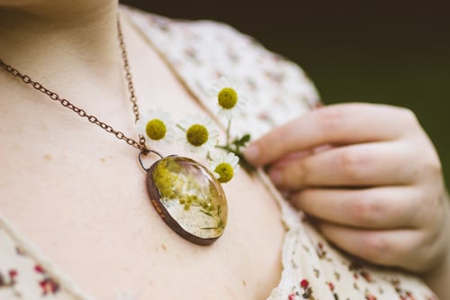 Image of Goldenrod (Solidago canadensis) - Copper Plated Necklace #1