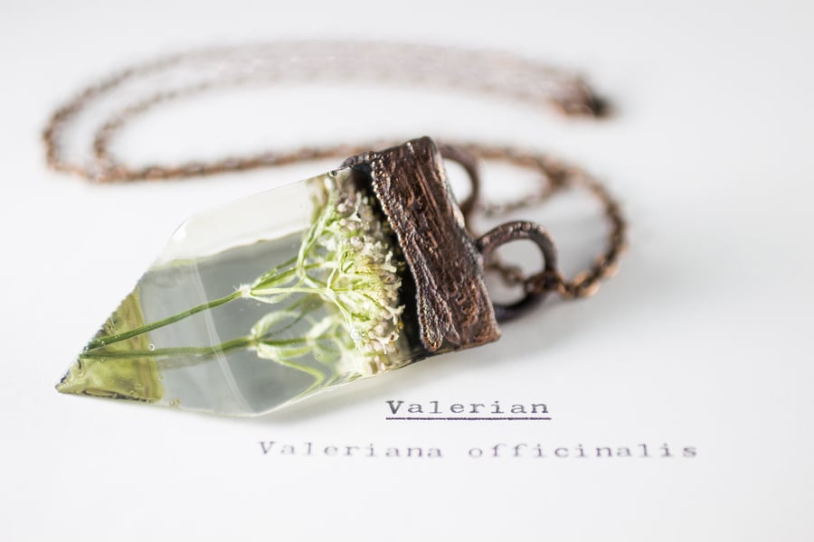 Image of Valerian (Valeriana officinalis) - Small Copper Prism Necklace #3