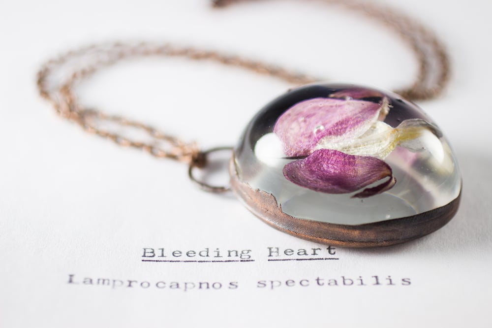 Image of Bleeding Heart (Lamprocapnos spectabilis) - Copper Plated Necklace #1