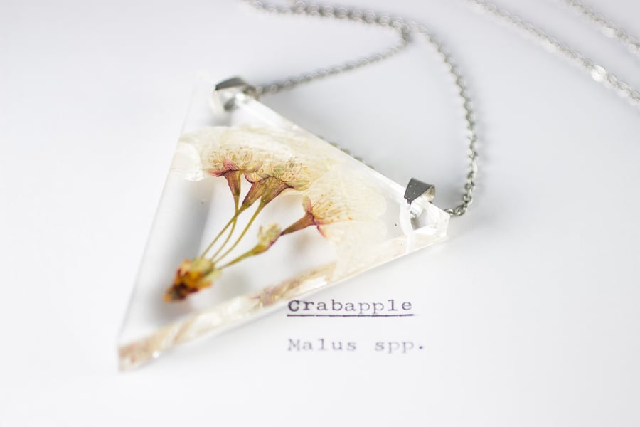 Image of Crab Apple (Malus) - Triangular Pressed Pendant #1