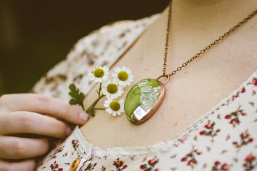 Image of Honeysuckle (Lonicera morrowii) - Copper Plated Necklace #1