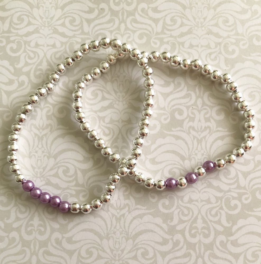 Image of Turquoise, lilac or pink ball bead bracelet 