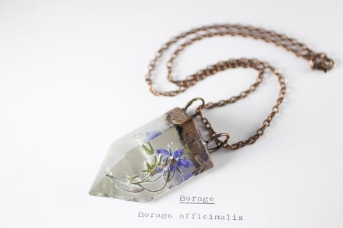 Image of Borage (Borago officinalis) - Small Copper Prism Necklace #1