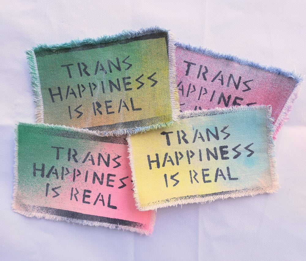 Image of Trans Happiness Is Real denim patch