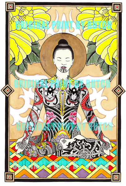 Image of Tattoo Yoga Girl Print - Only one left!