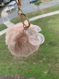 Customized Initial Keychain + Fur Ball 