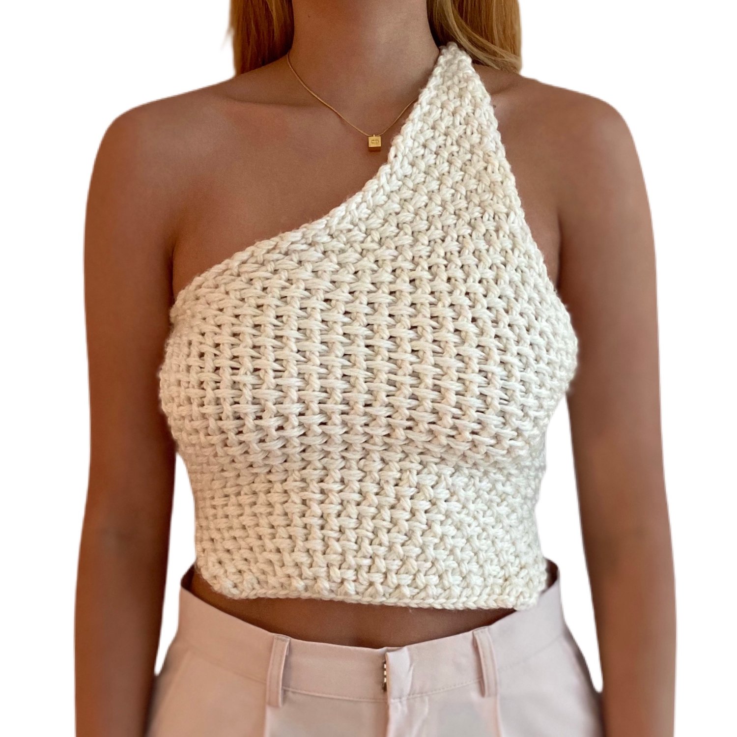 Image of One Shoulder Knit Top - Off White