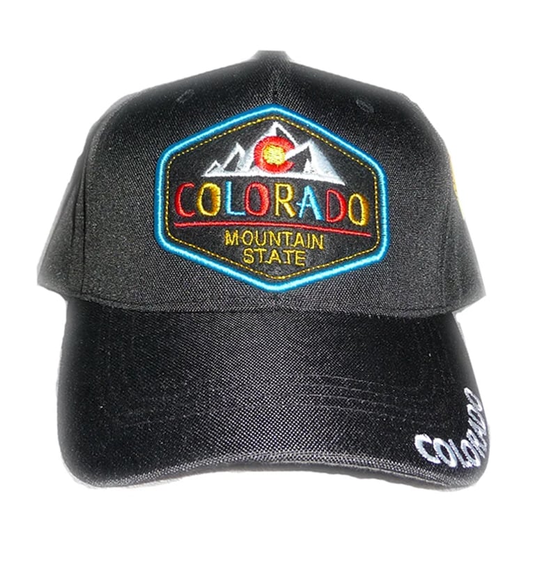 Image of COLORADO STATE BLACK HAT COLORFUL EMBROIDERED FRONT VELCO STRAPBACK