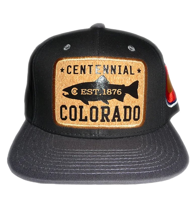 Image of COLORADO CENTENNIAL STATE SCREEN PRINTED CORK STYLIZED SNAPBACK BLACK HAT