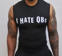 Black: I HATE QBs Sleeveless Compression Shirt