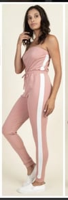 Regular Size Halter Stirped Side Jumpsuit 