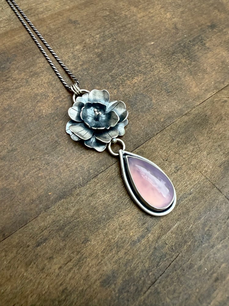 Image of Begonia Flower Natural Chalcedony Necklace