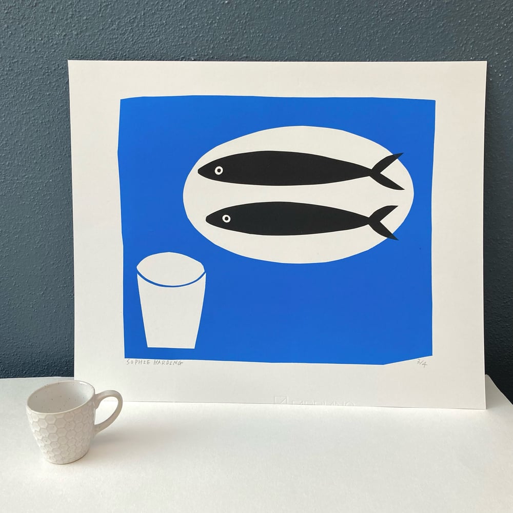 Image of Two Fish and Tumbler handmade print