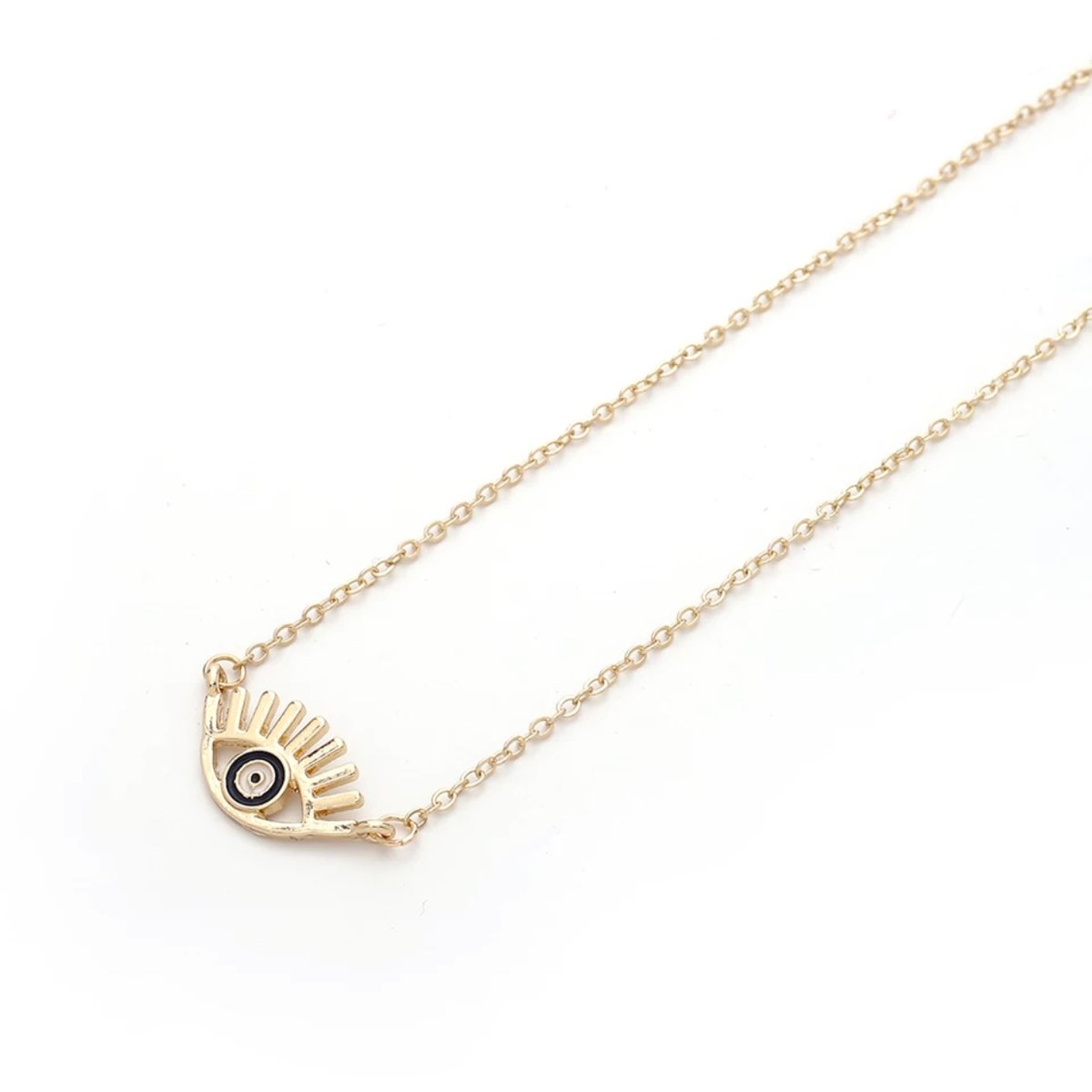 Image of Yellow Gold, Black Eye Necklace 