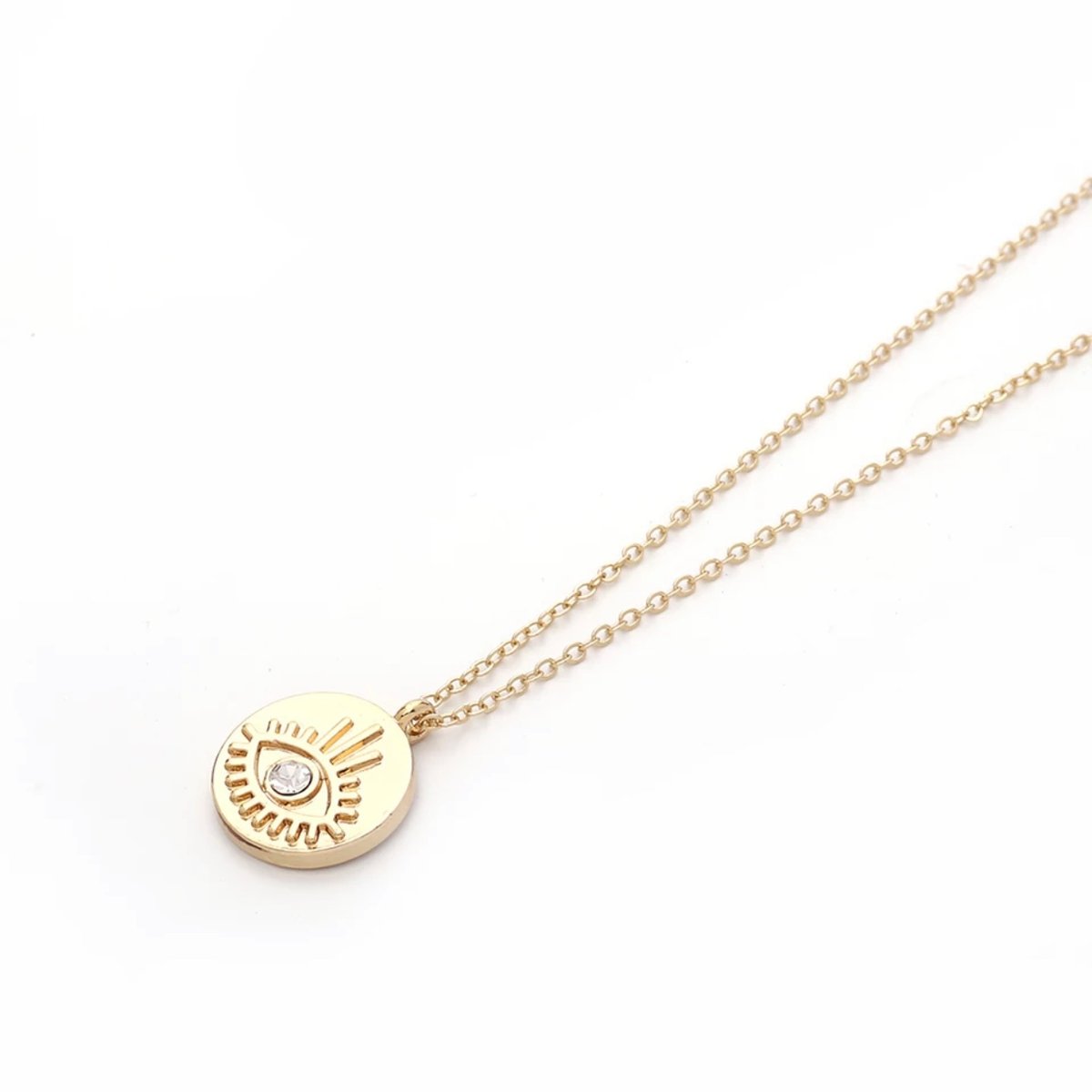 Image of Yellow Gold, Circular Evil Eye Necklace