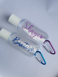 Personalised sanitiser bottles