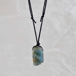 Image of Rough Aquamarine point  x black canvas chain necklace