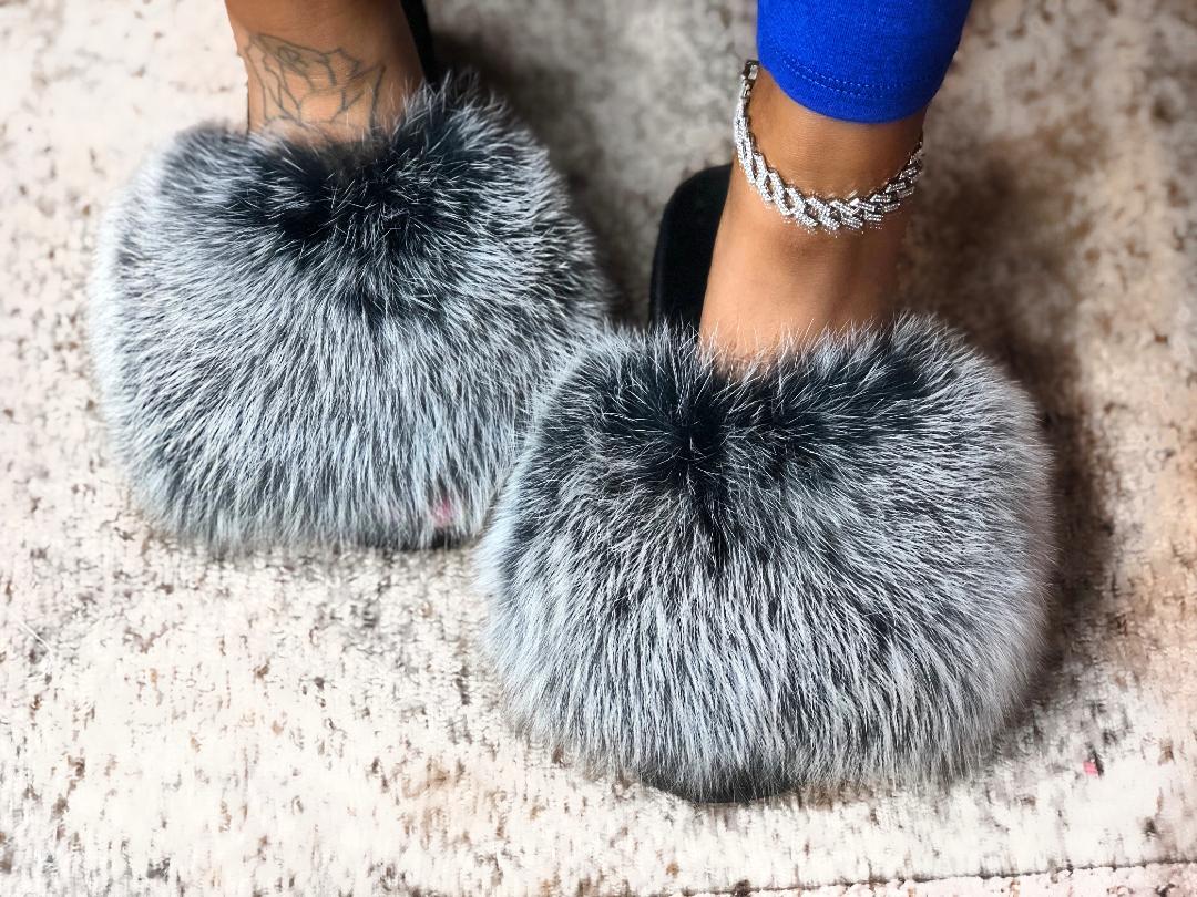 fur chanel slides