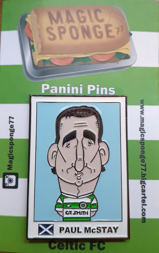 Image of Paul Mcstay caricature Panini Pin.