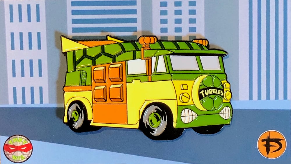 Image of 2” Turtle Van Soft Enamel Pin (Playmates)